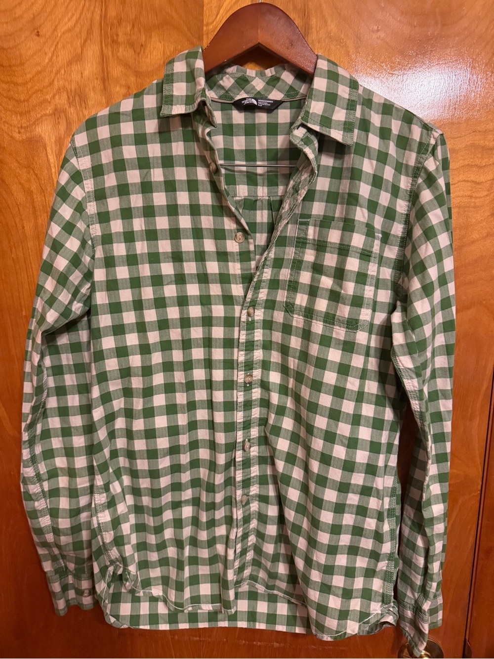 The North Face Green and White Check Button-Down Shirt
